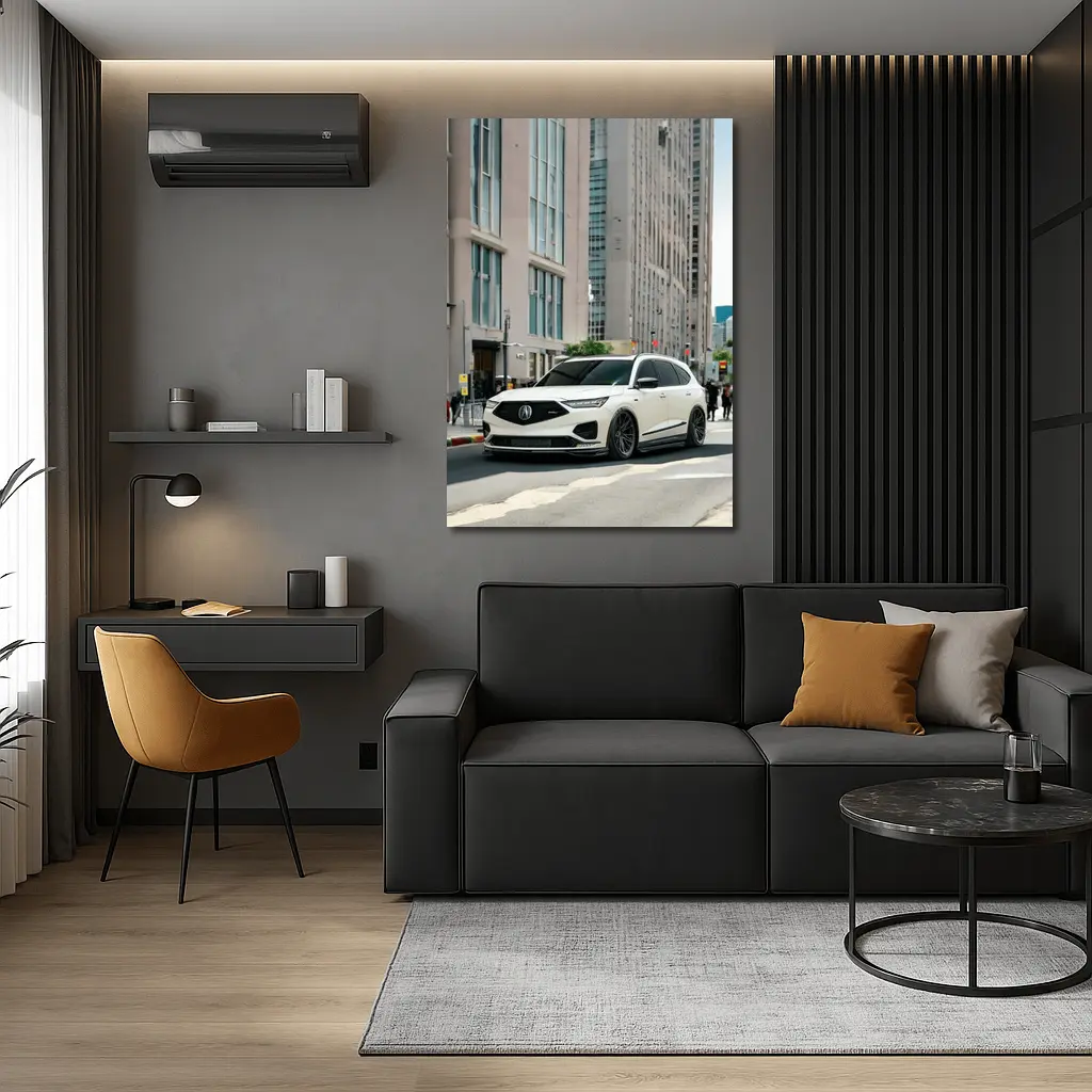 Acura MDX White SUV City Street – Wall Art