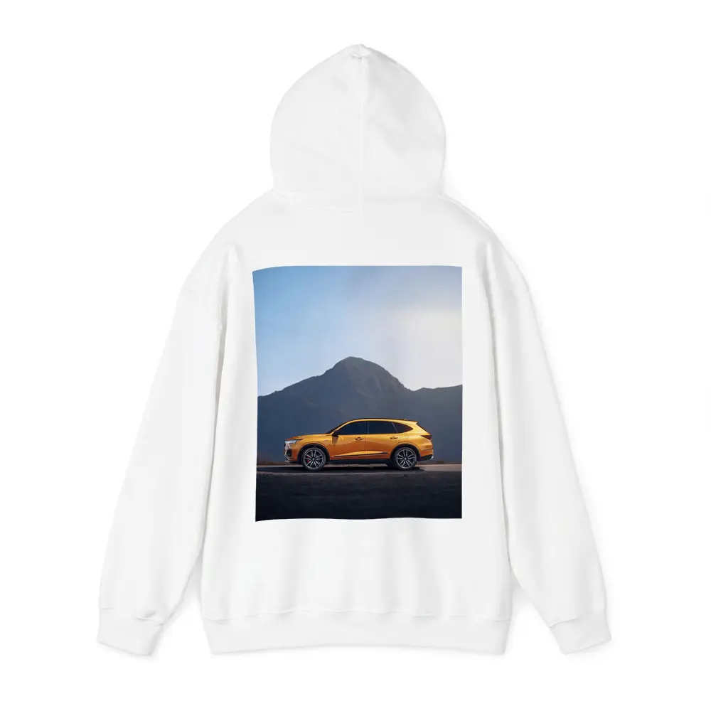 Acura MDX Orange SUV Mountain Background – Hoodies