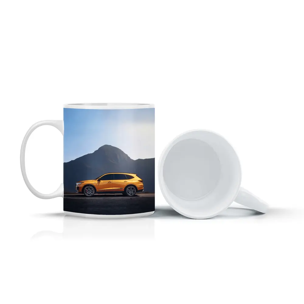 Acura MDX Orange SUV Mountain Background – Mugs