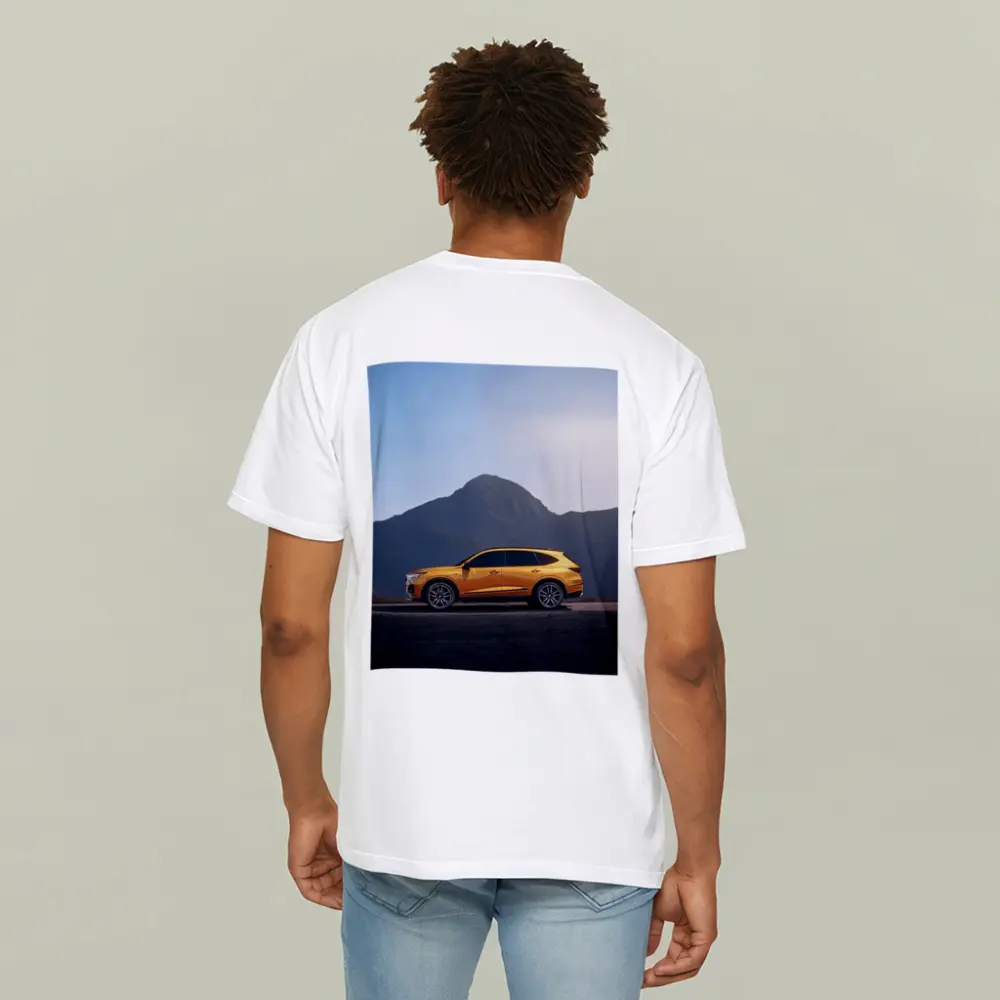 Acura MDX Orange SUV Mountain Background – T-Shirts