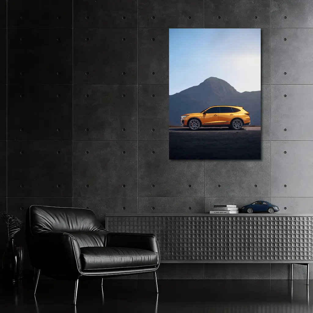 Acura MDX Orange SUV Mountain Background – Wall Art