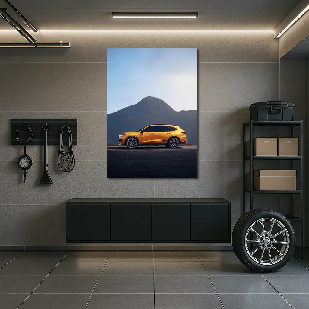 Acura MDX Orange SUV Mountain Background – Wall Art