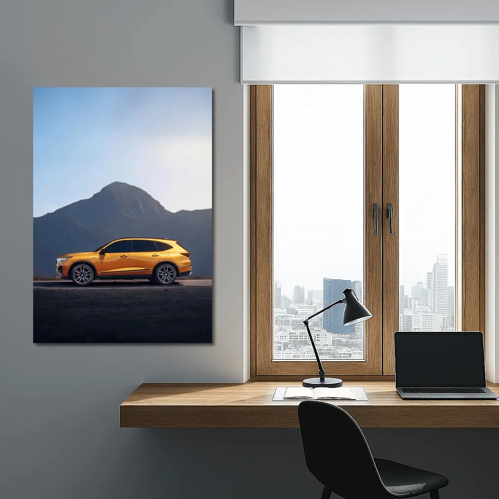 Acura MDX Orange SUV Mountain Background – Wall Art