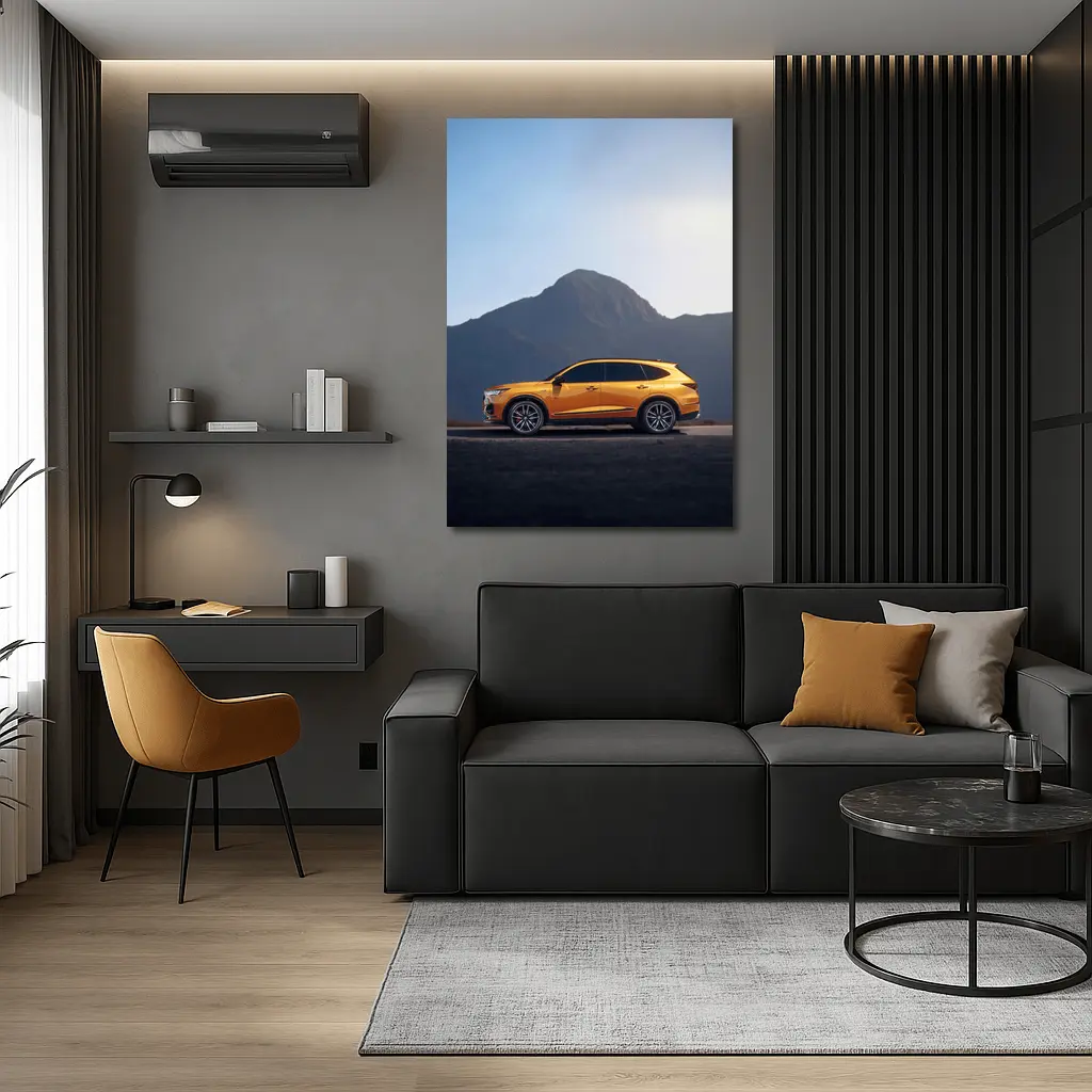 Acura MDX Orange SUV Mountain Background – Wall Art