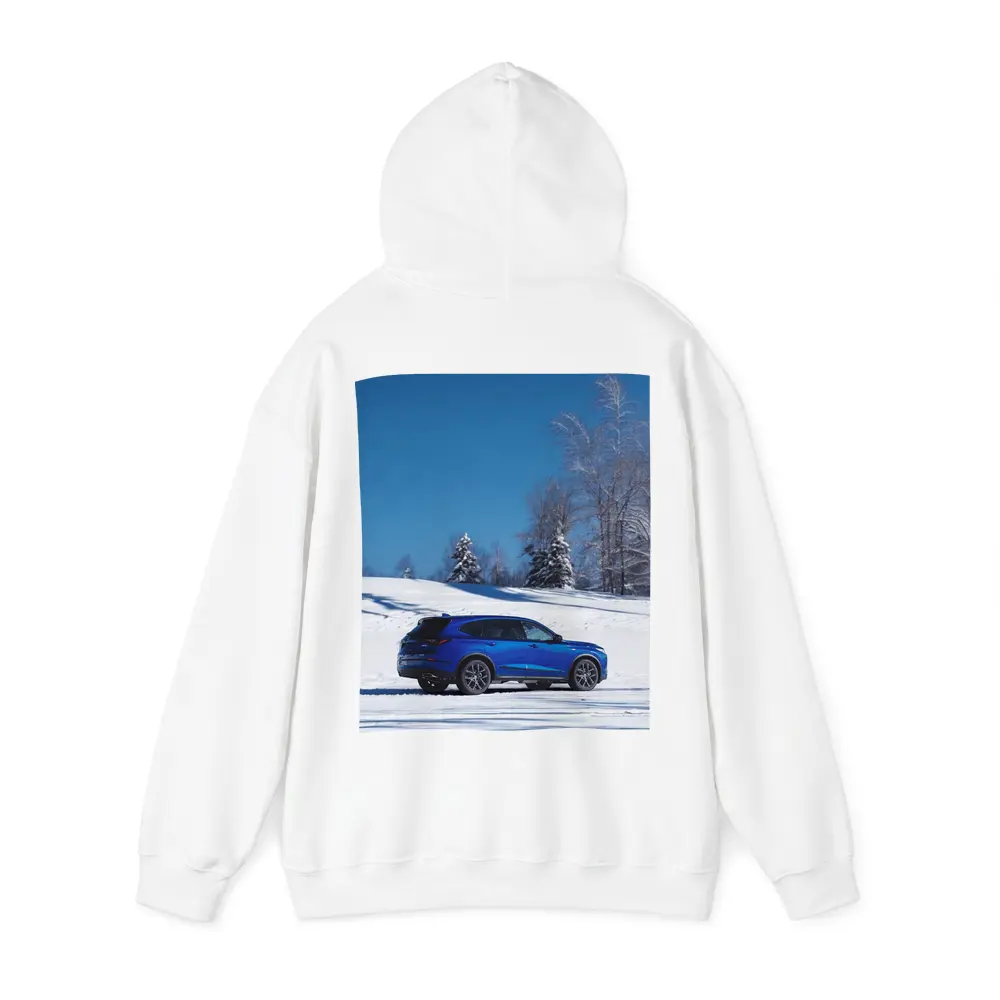 Acura MDX Blue SUV Snowy Winter Landscape – Hoodies