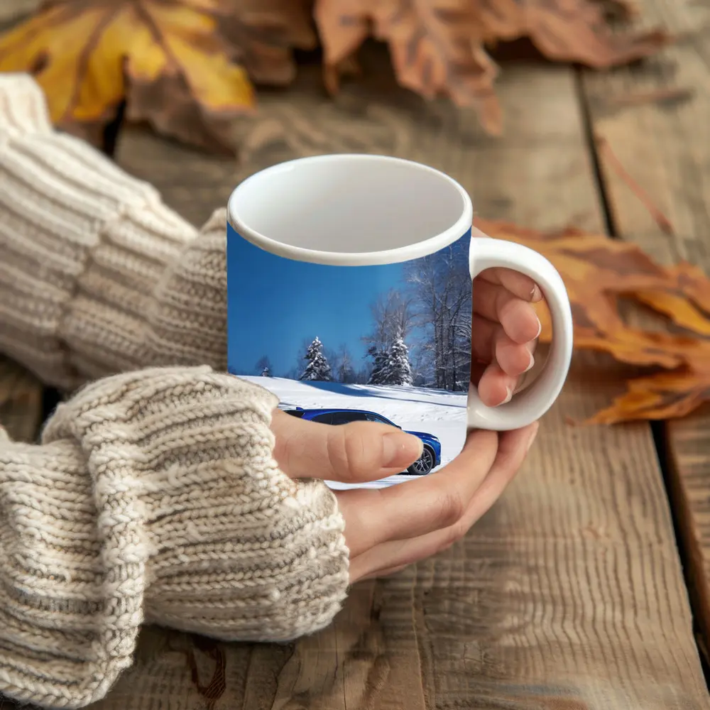 Acura MDX Blue SUV Snowy Winter Landscape – Mugs