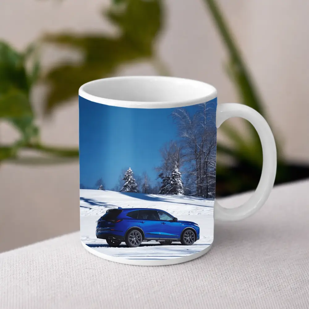 Acura MDX Blue SUV Snowy Winter Landscape – Mugs