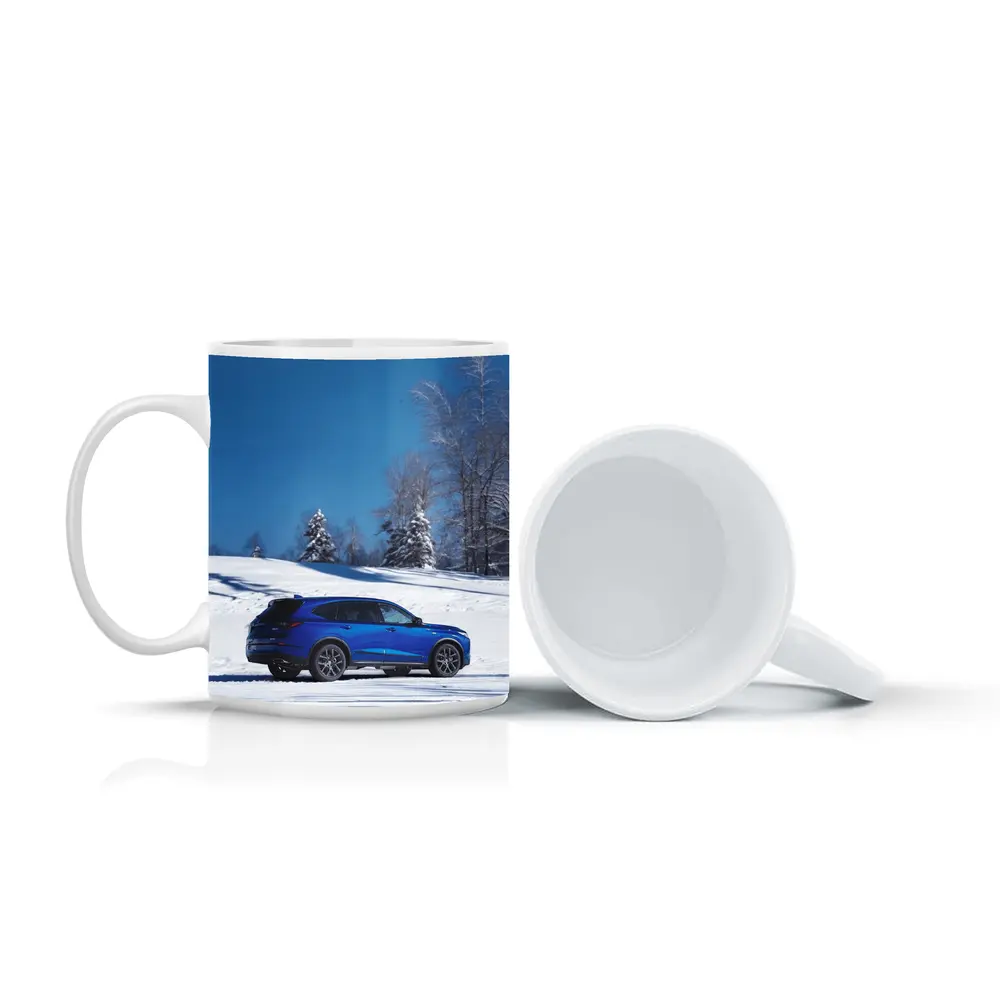 Acura MDX Blue SUV Snowy Winter Landscape – Mugs