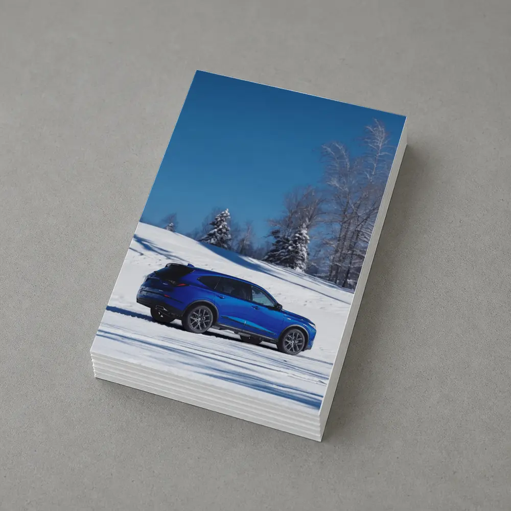 Acura MDX Blue SUV Snowy Winter Landscape – Postcards