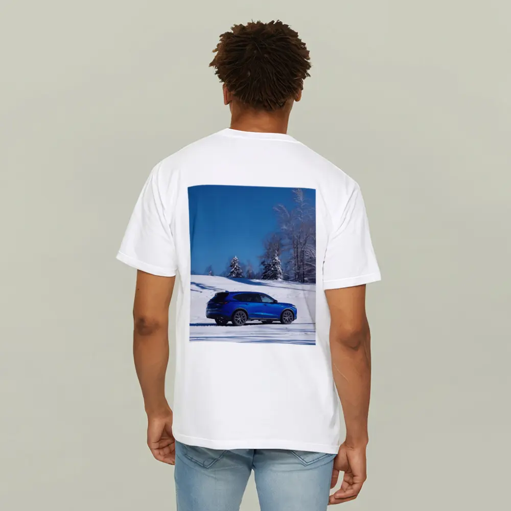 Acura MDX Blue SUV Snowy Winter Landscape – T-Shirts