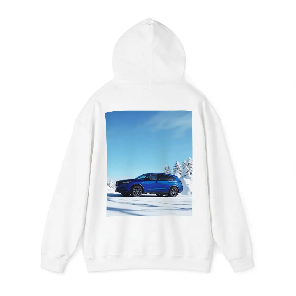 Acura MDX Blue SUV Snowy Winter Scene – Hoodies