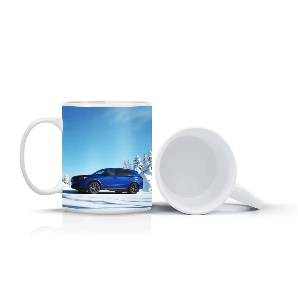 Acura MDX Blue SUV Snowy Winter Scene – Mugs