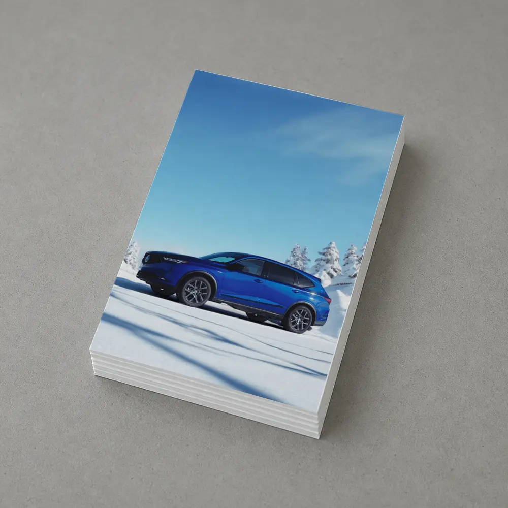 Acura MDX Blue SUV Snowy Winter Scene – Postcards
