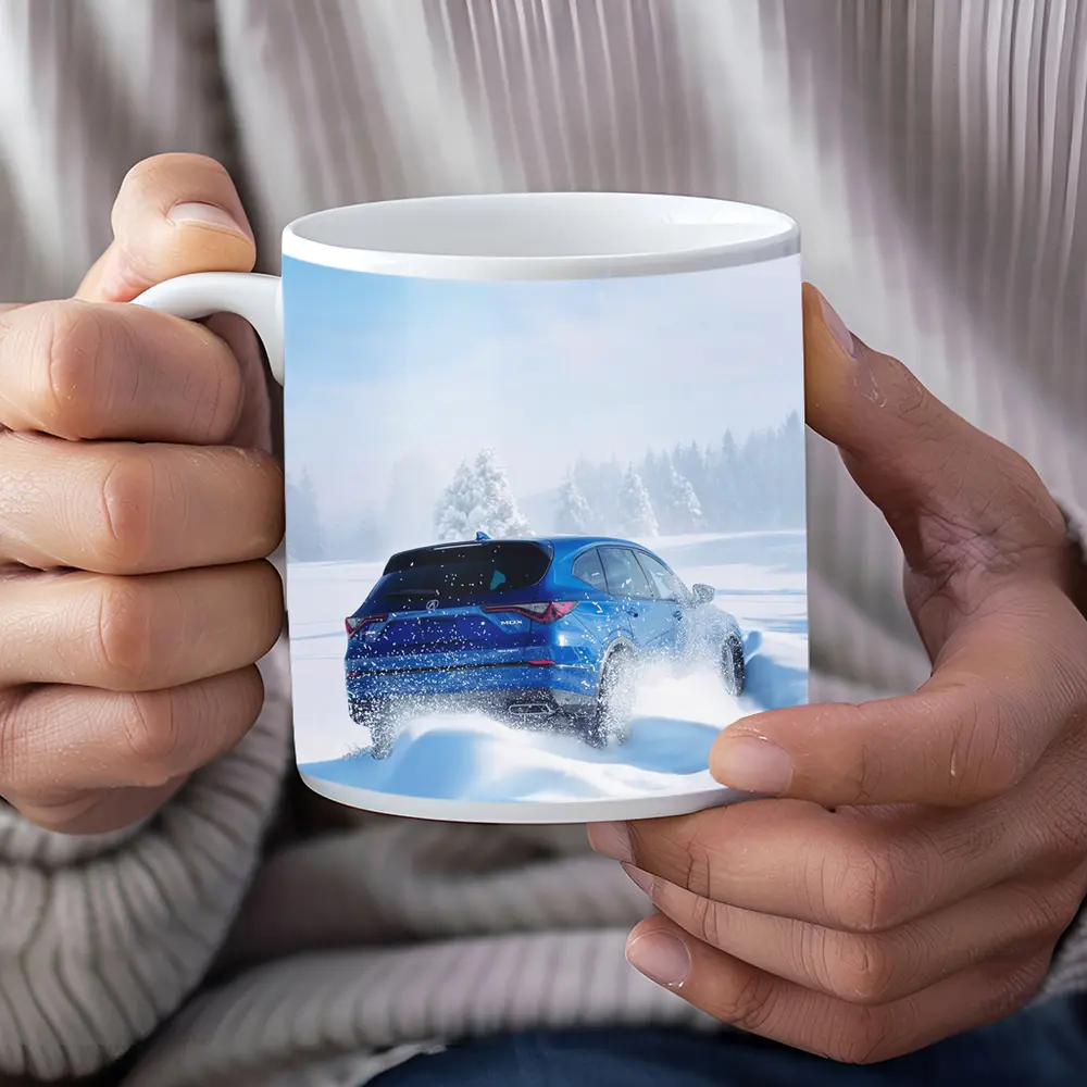 Acura MDX Drifting Through Deep Winter Snow – Mugs