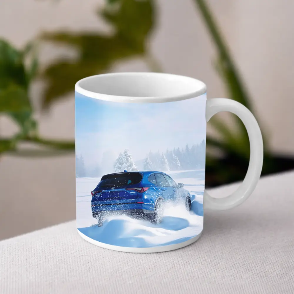 Acura MDX Drifting Through Deep Winter Snow – Mugs