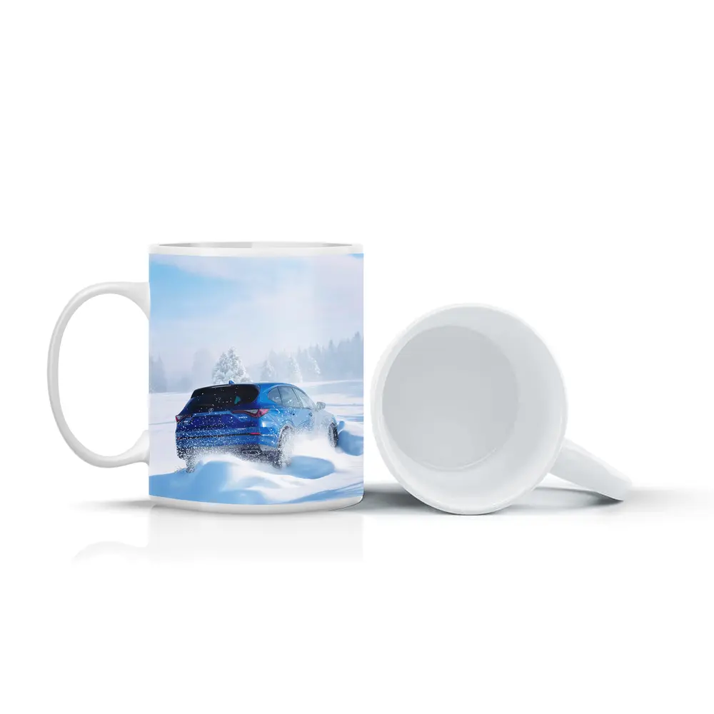 Acura MDX Drifting Through Deep Winter Snow – Mugs
