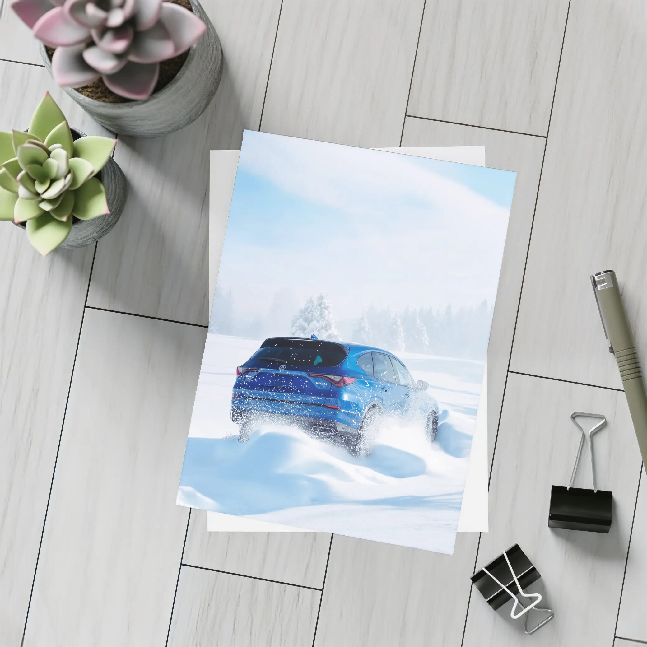 Acura MDX Drifting Through Deep Winter Snow – Postcards