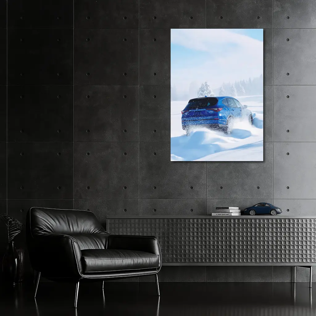 Acura MDX Drifting Through Deep Winter Snow – Wall Art