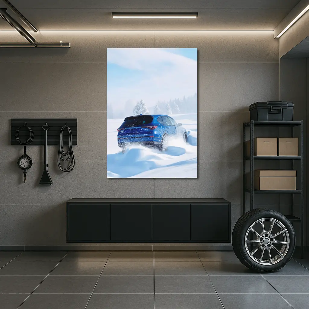 Acura MDX Drifting Through Deep Winter Snow – Wall Art
