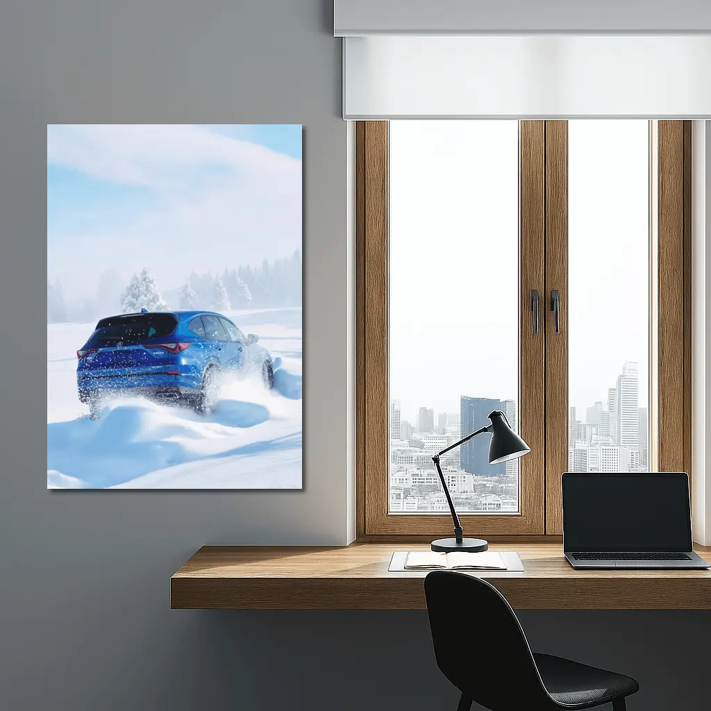 Acura MDX Drifting Through Deep Winter Snow – Wall Art
