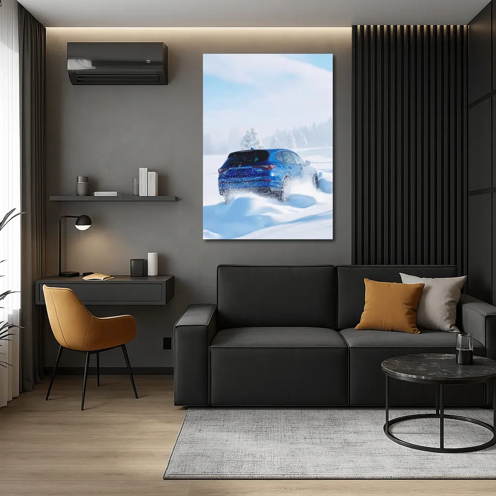 Acura MDX Drifting Through Deep Winter Snow – Wall Art