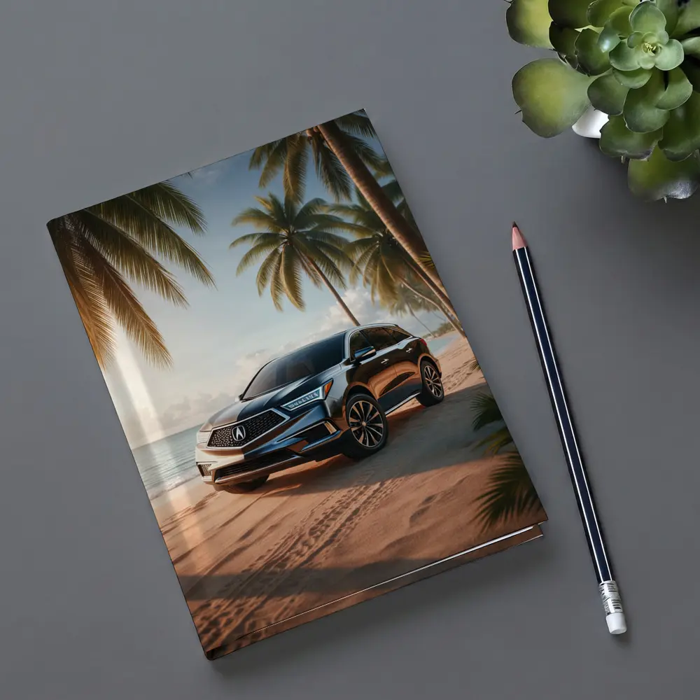 Acura MDX Parked on Tropical Sandy Beach – Notebooks