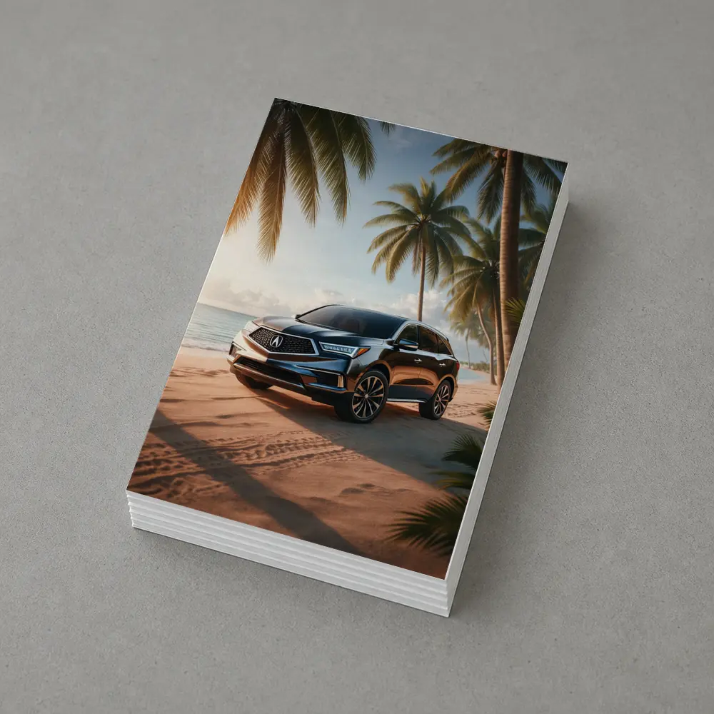 Acura MDX Parked on Tropical Sandy Beach – Postcards