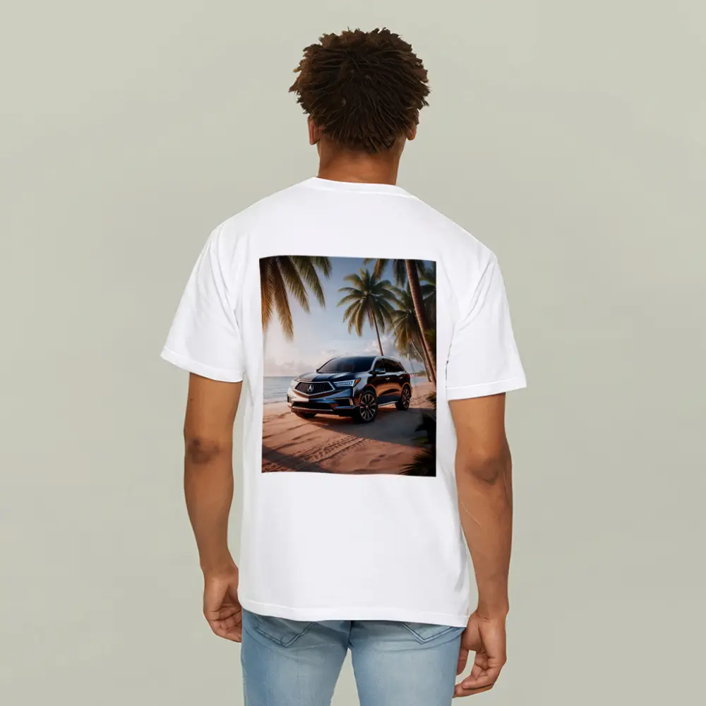 Acura MDX Parked on Tropical Sandy Beach – T-Shirts