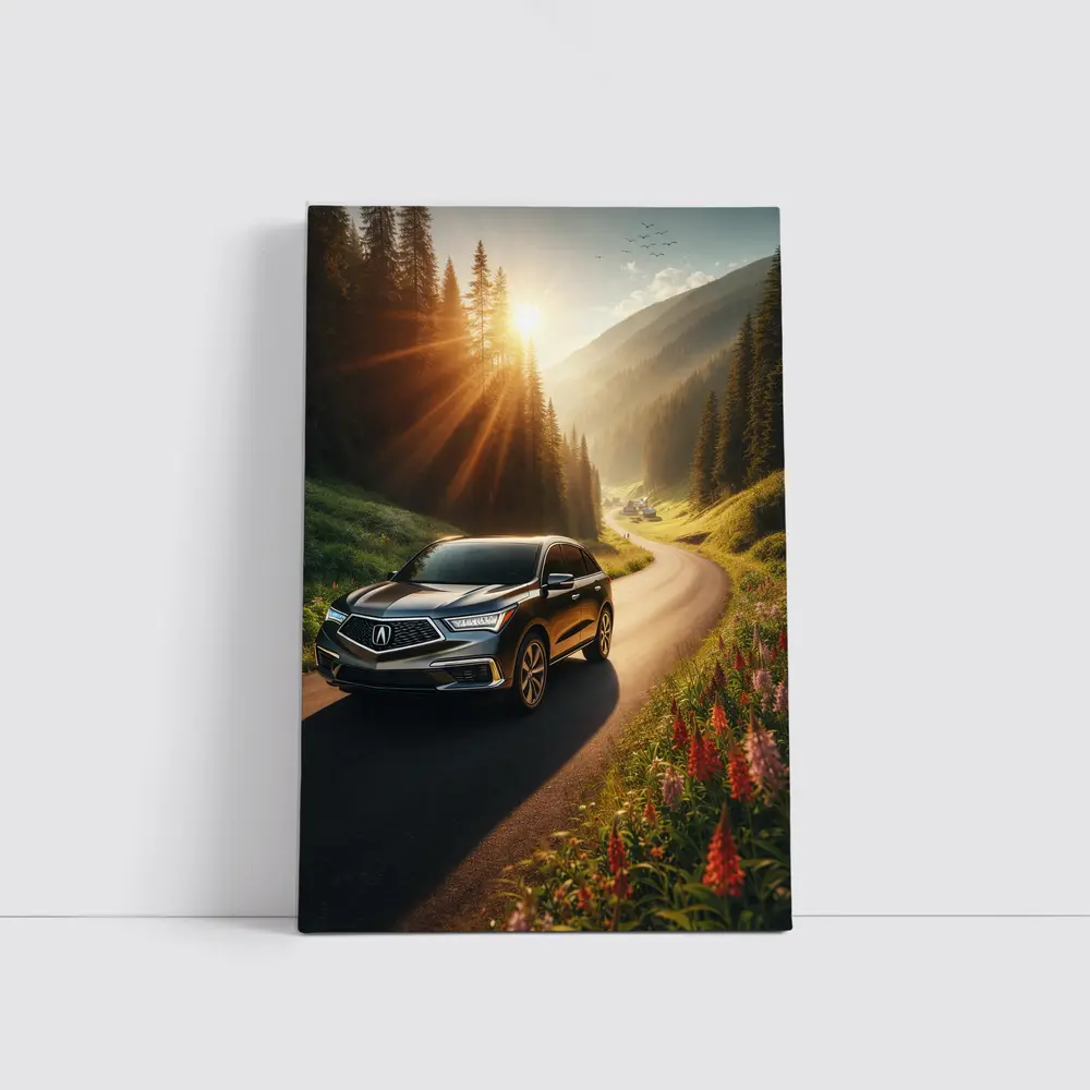 Acura MDX Driving Scenic Mountain Road Sunset – Wall Art