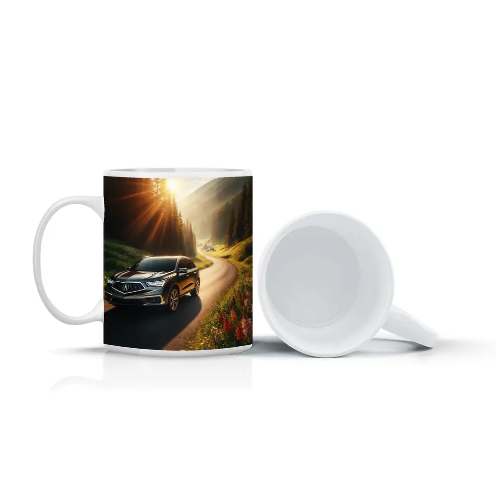Acura MDX Driving Scenic Mountain Road Sunset – Mugs