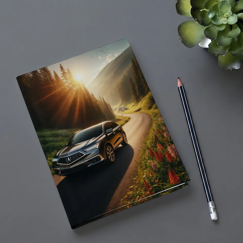 Acura MDX Driving Scenic Mountain Road Sunset – Notebooks