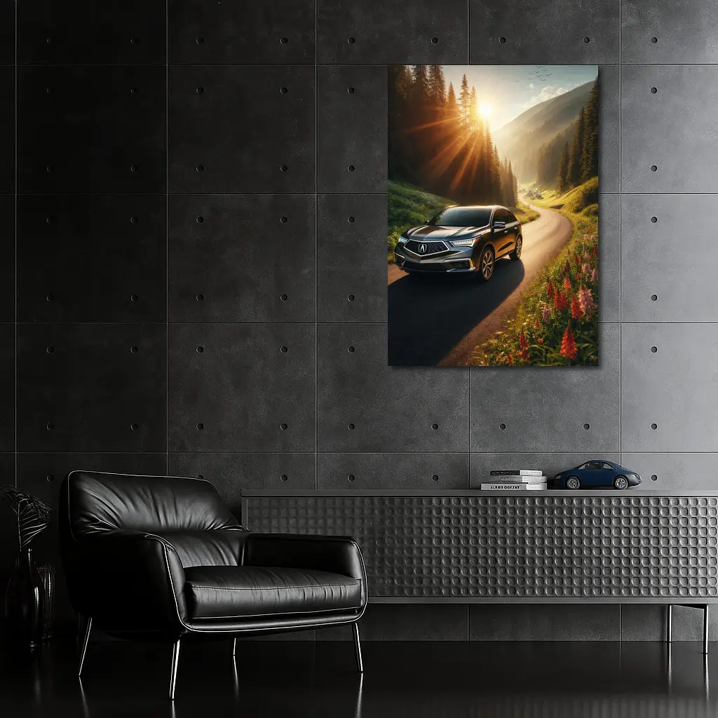 Acura MDX Driving Scenic Mountain Road Sunset – Wall Art