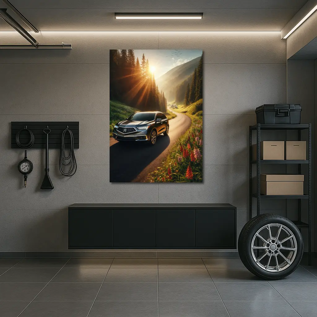 Acura MDX Driving Scenic Mountain Road Sunset – Wall Art