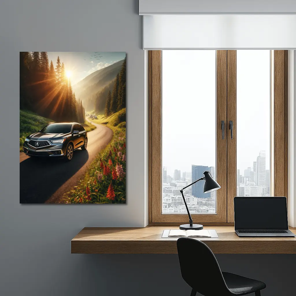 Acura MDX Driving Scenic Mountain Road Sunset – Wall Art