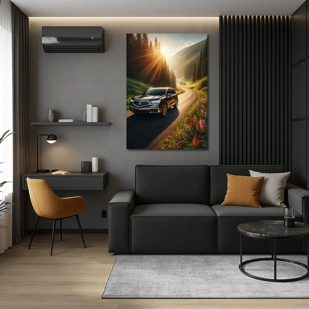 Acura MDX Driving Scenic Mountain Road Sunset – Wall Art