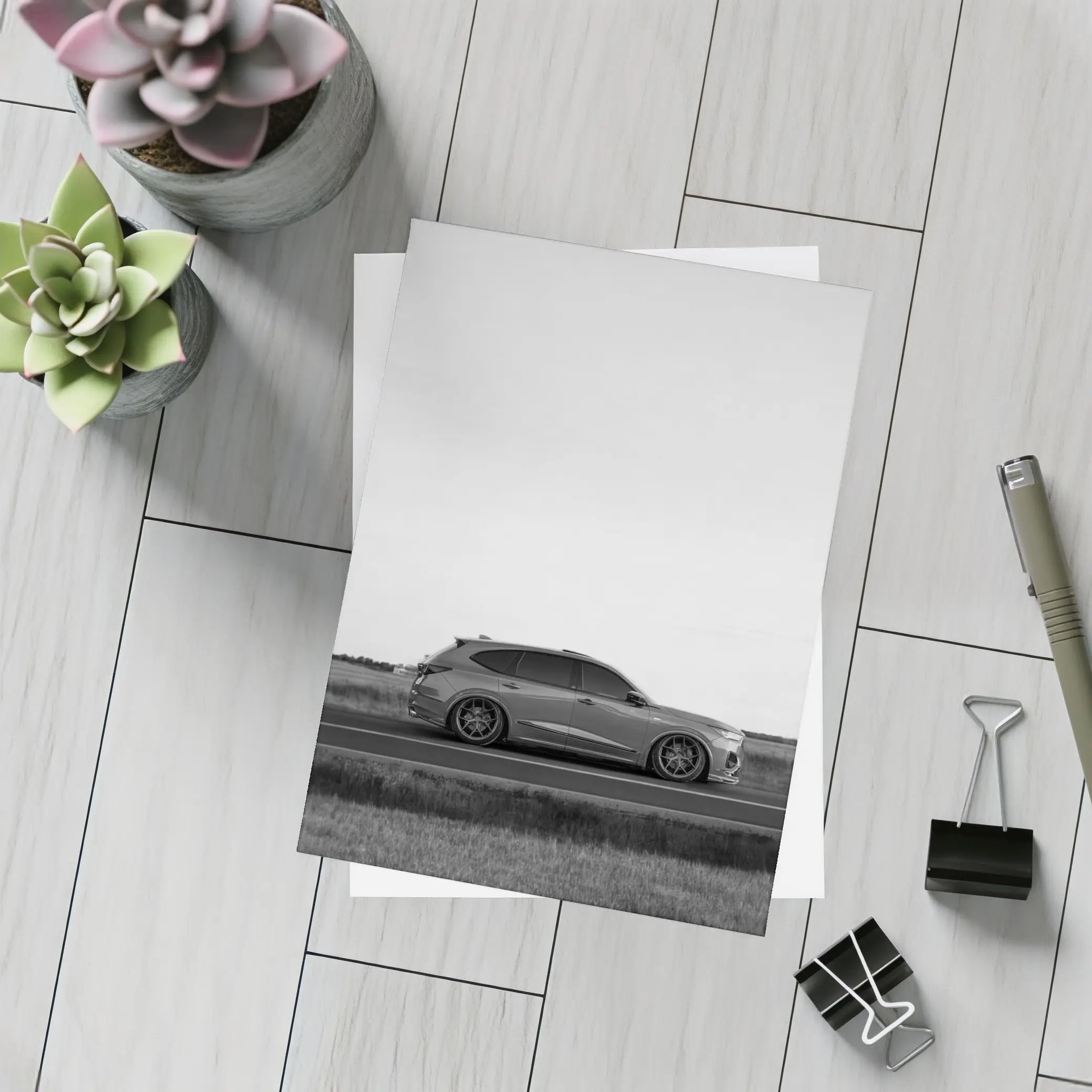 Acura MDX Slammed Black White Highway – Postcards