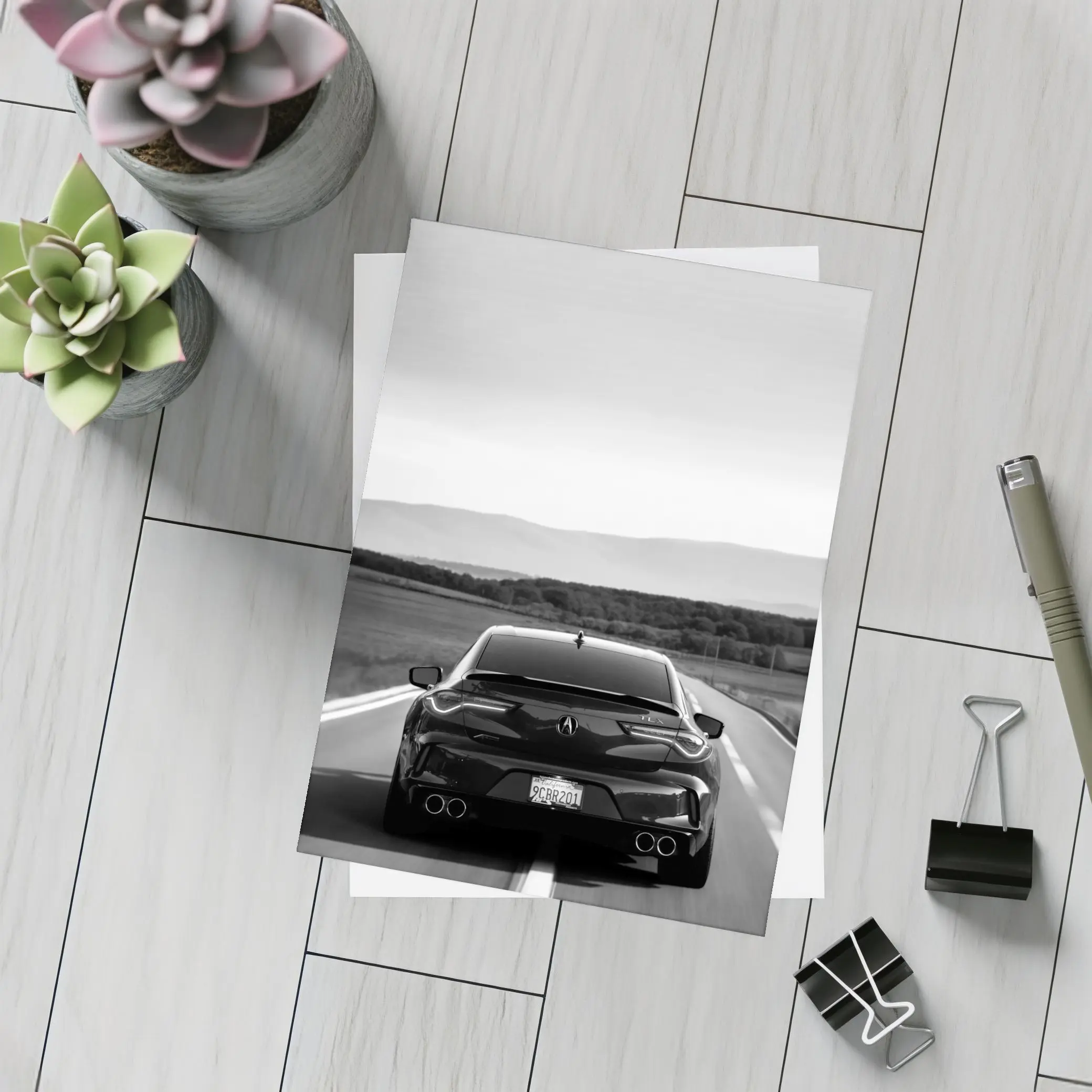 Acura TLX Black and White Open Road – Postcards