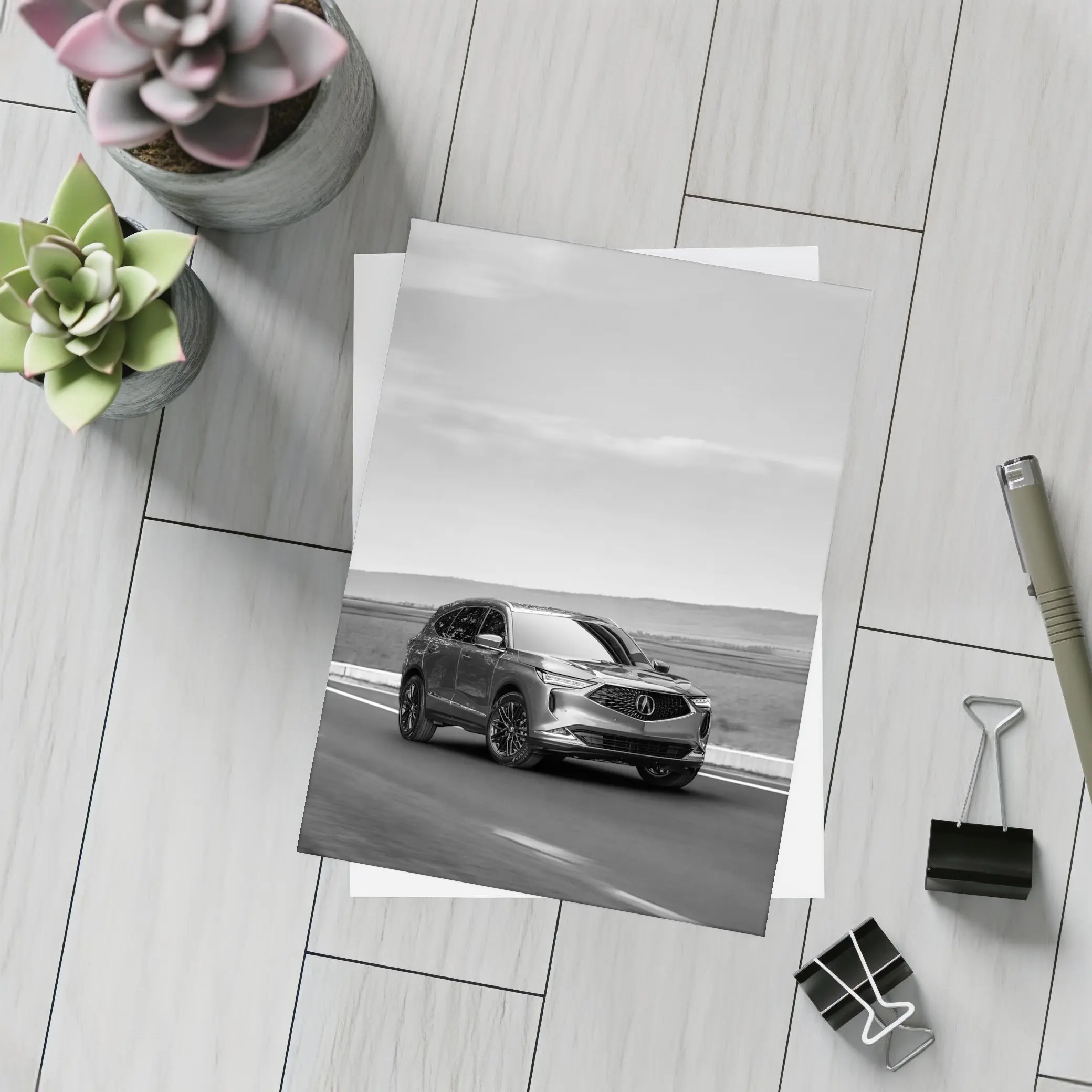 Acura MDX SUV Driving Open Road – Postcards