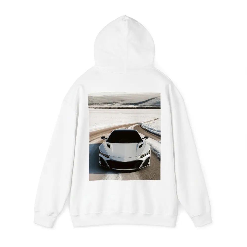 Acura NSX White Sports Car Snowy Road – Hoodies