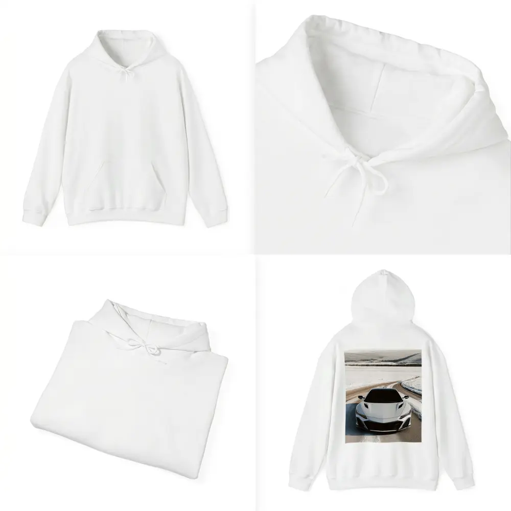 Acura NSX White Sports Car Snowy Road – Hoodies
