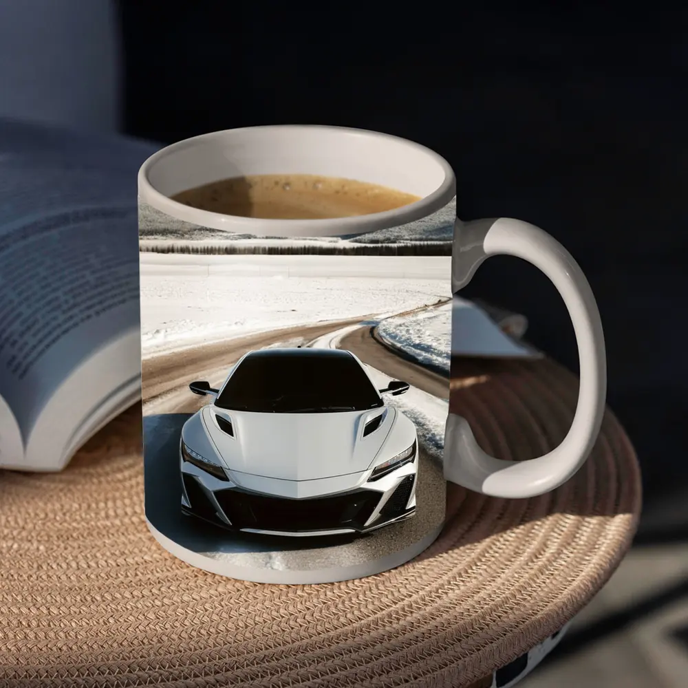 Acura NSX White Sports Car Snowy Road – Mugs
