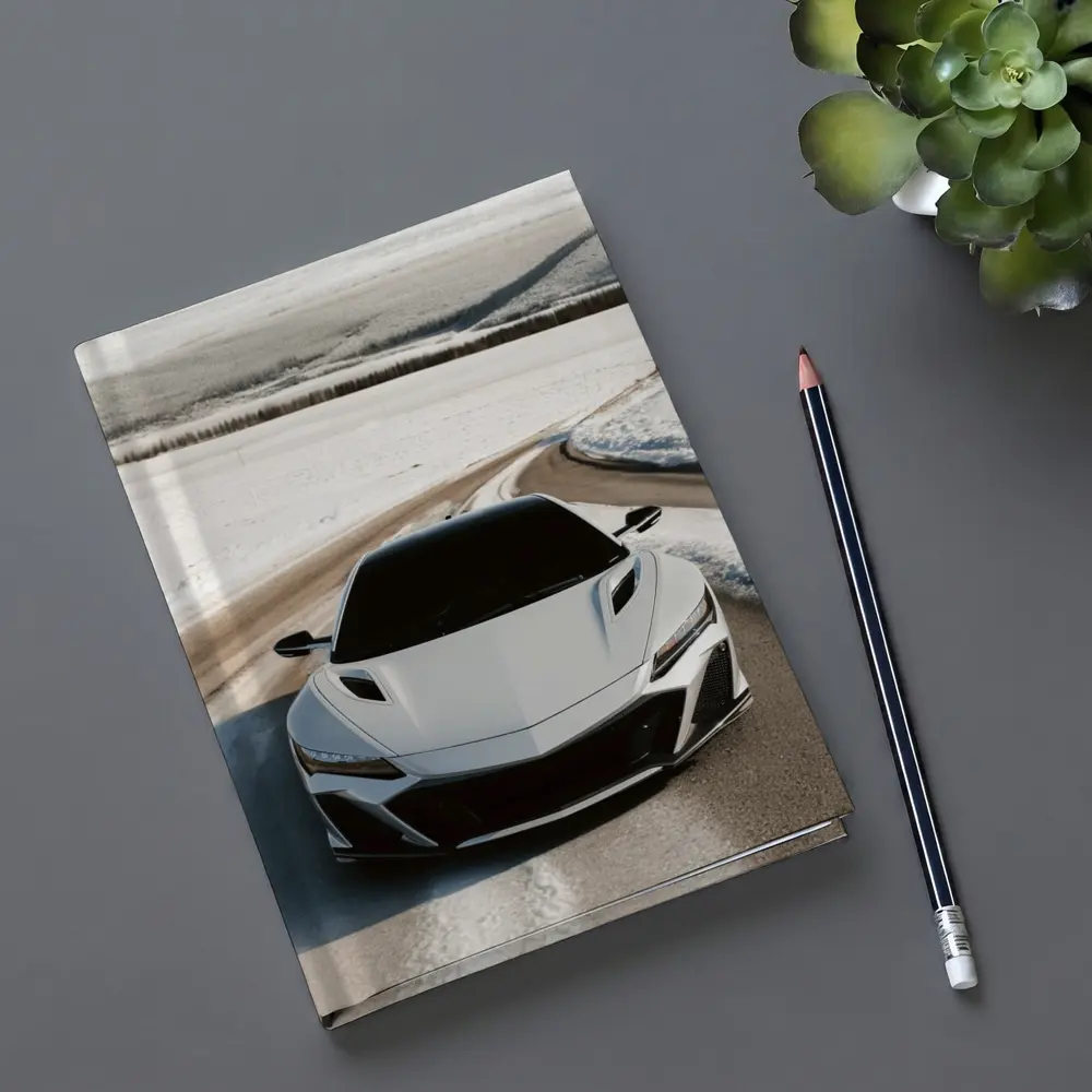 Acura NSX White Sports Car Snowy Road – Notebooks