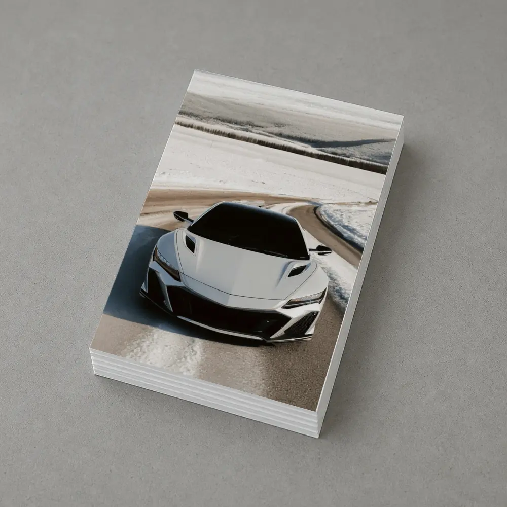 Acura NSX White Sports Car Snowy Road – Postcards