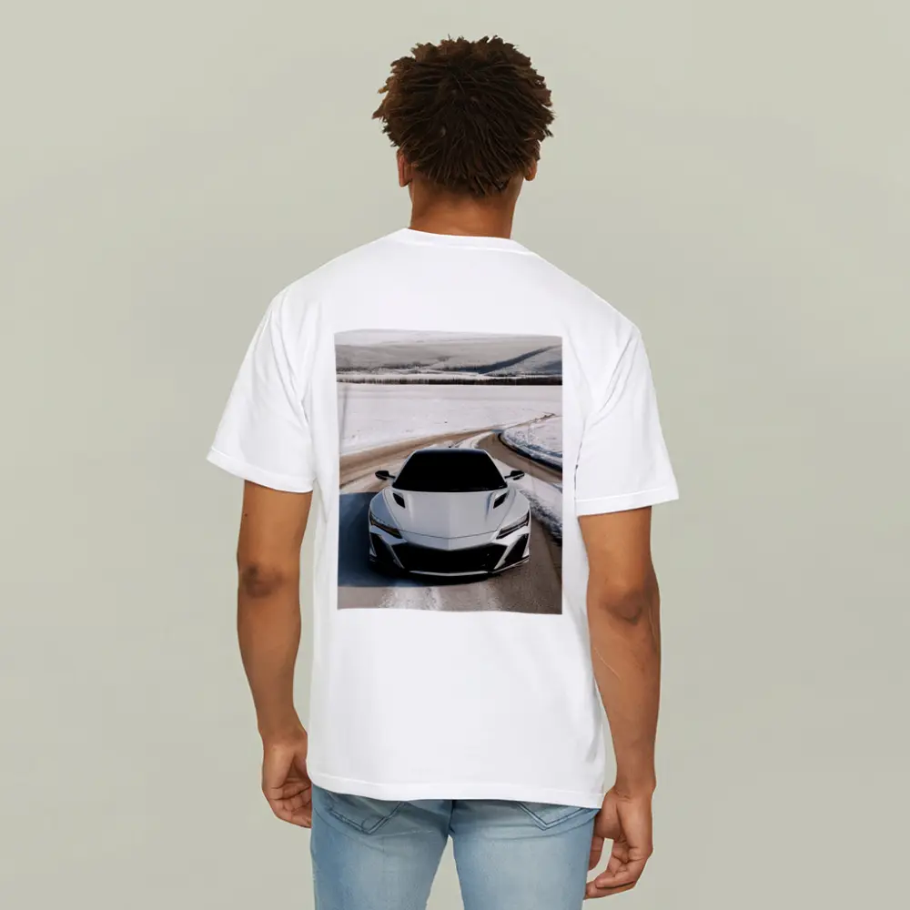 Acura NSX White Sports Car Snowy Road – T-Shirts