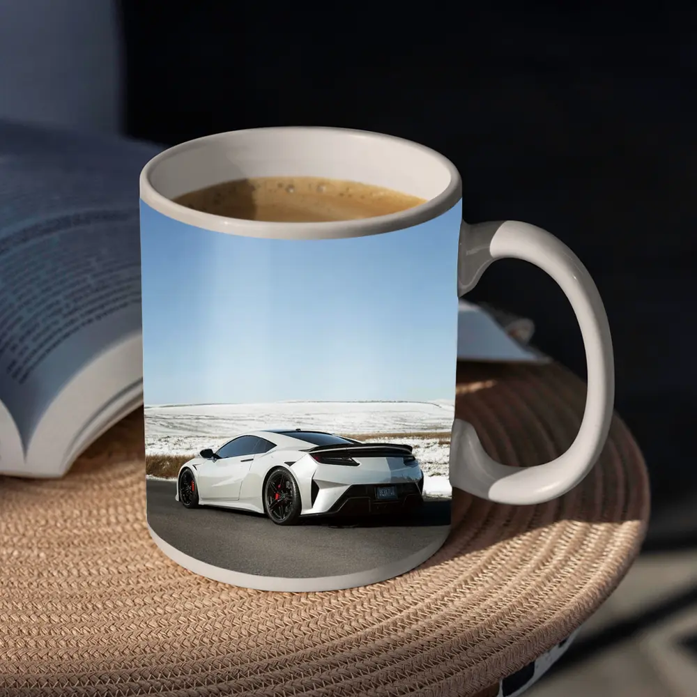 Acura NSX White Supercar Snowy Winter Road – Mugs