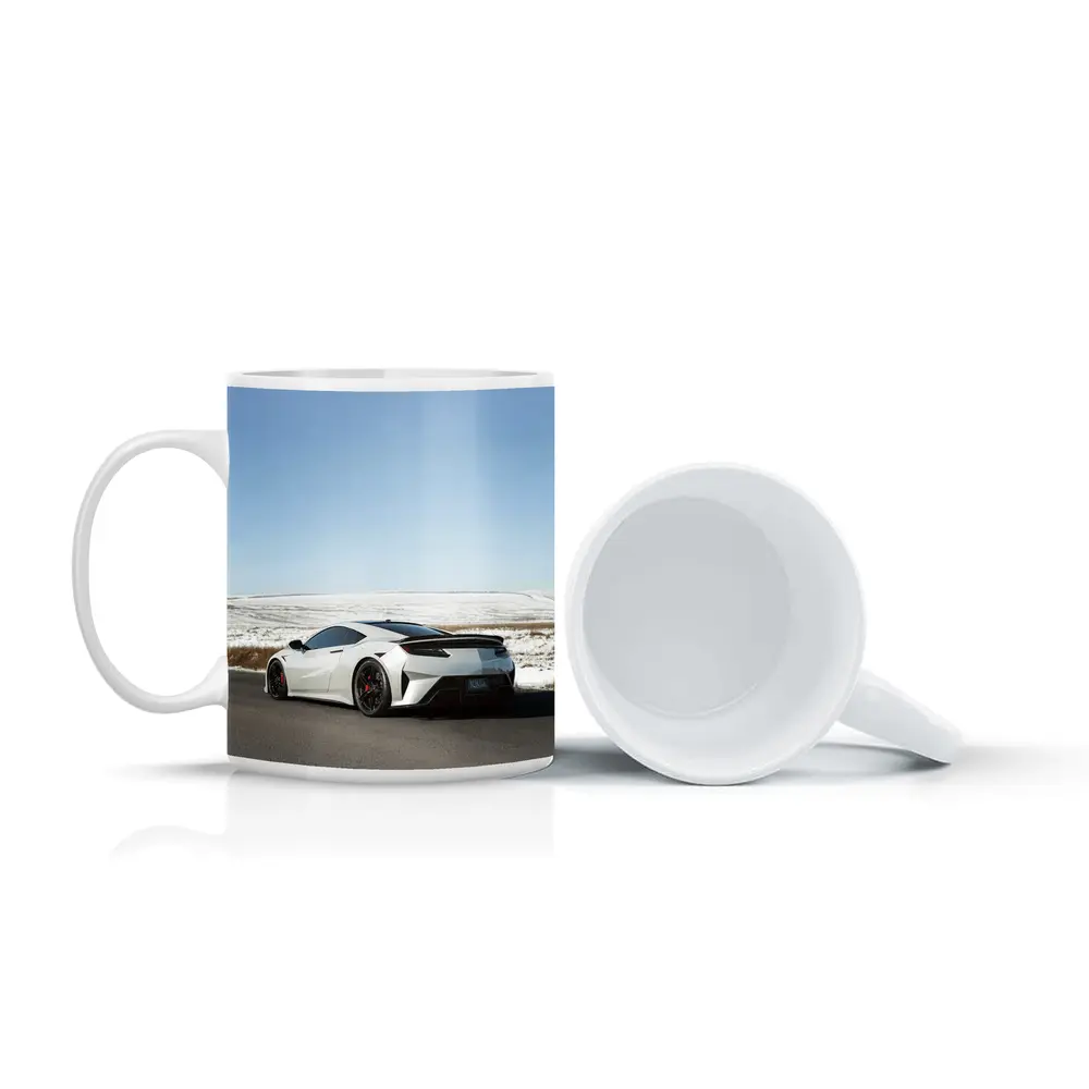 Acura NSX White Supercar Snowy Winter Road – Mugs