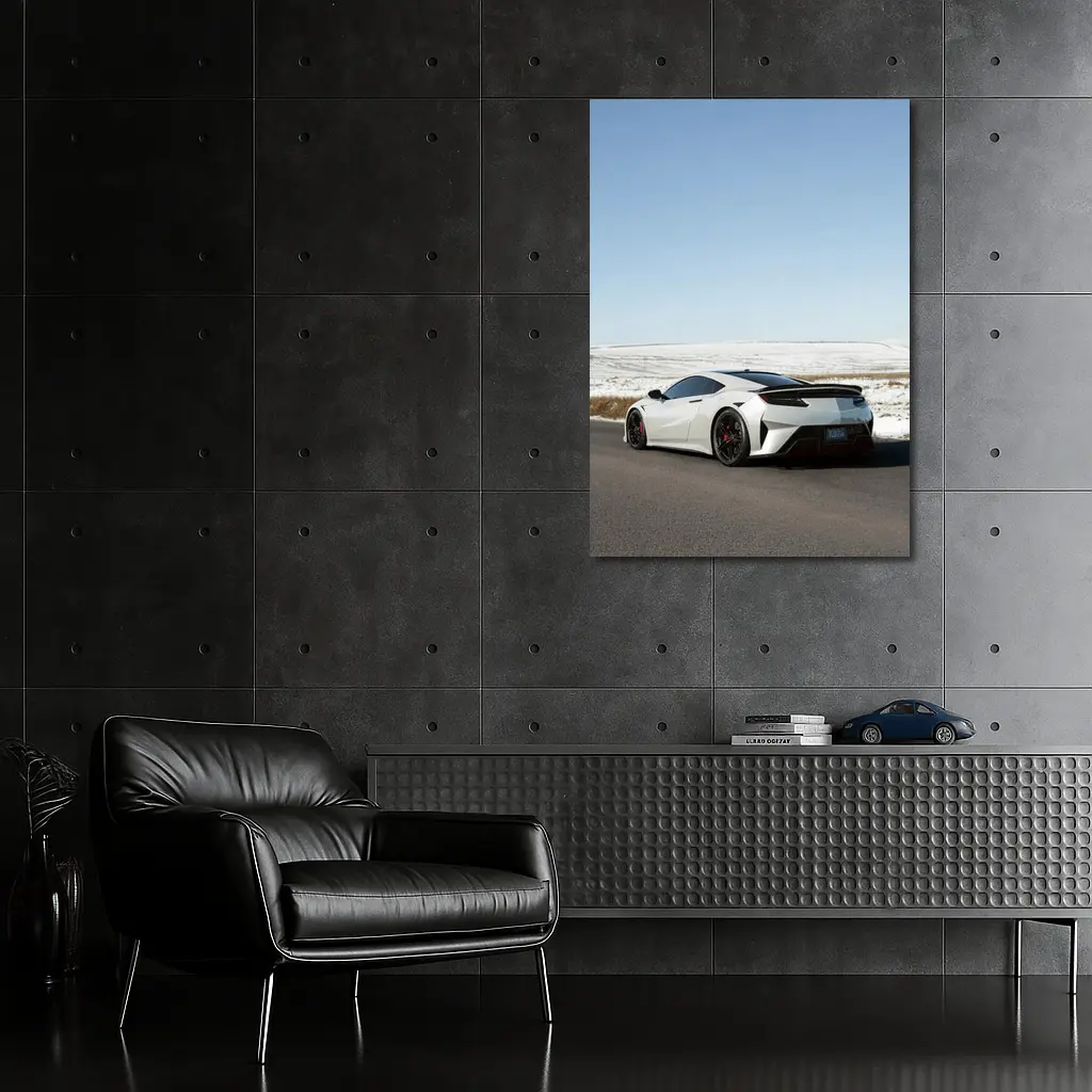 Acura NSX White Supercar Snowy Winter Road – Wall Art