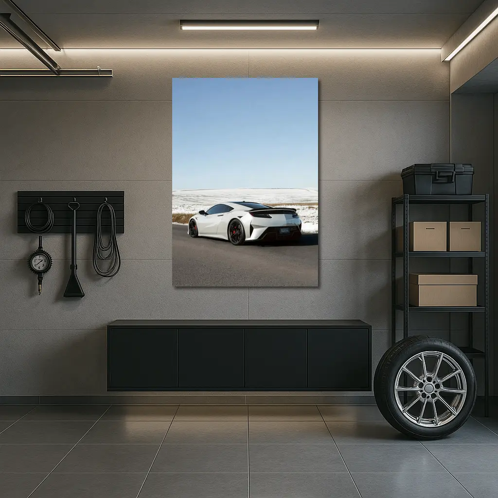 Acura NSX White Supercar Snowy Winter Road – Wall Art