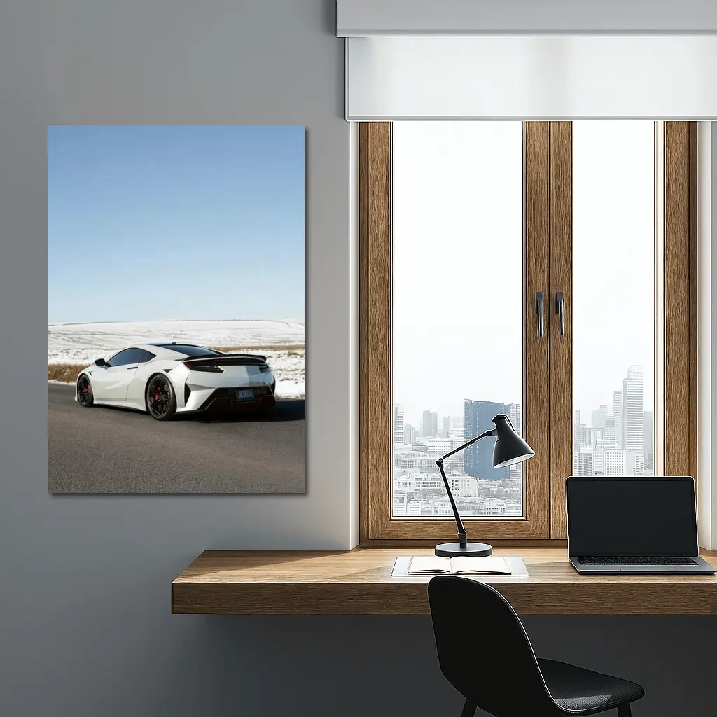 Acura NSX White Supercar Snowy Winter Road – Wall Art