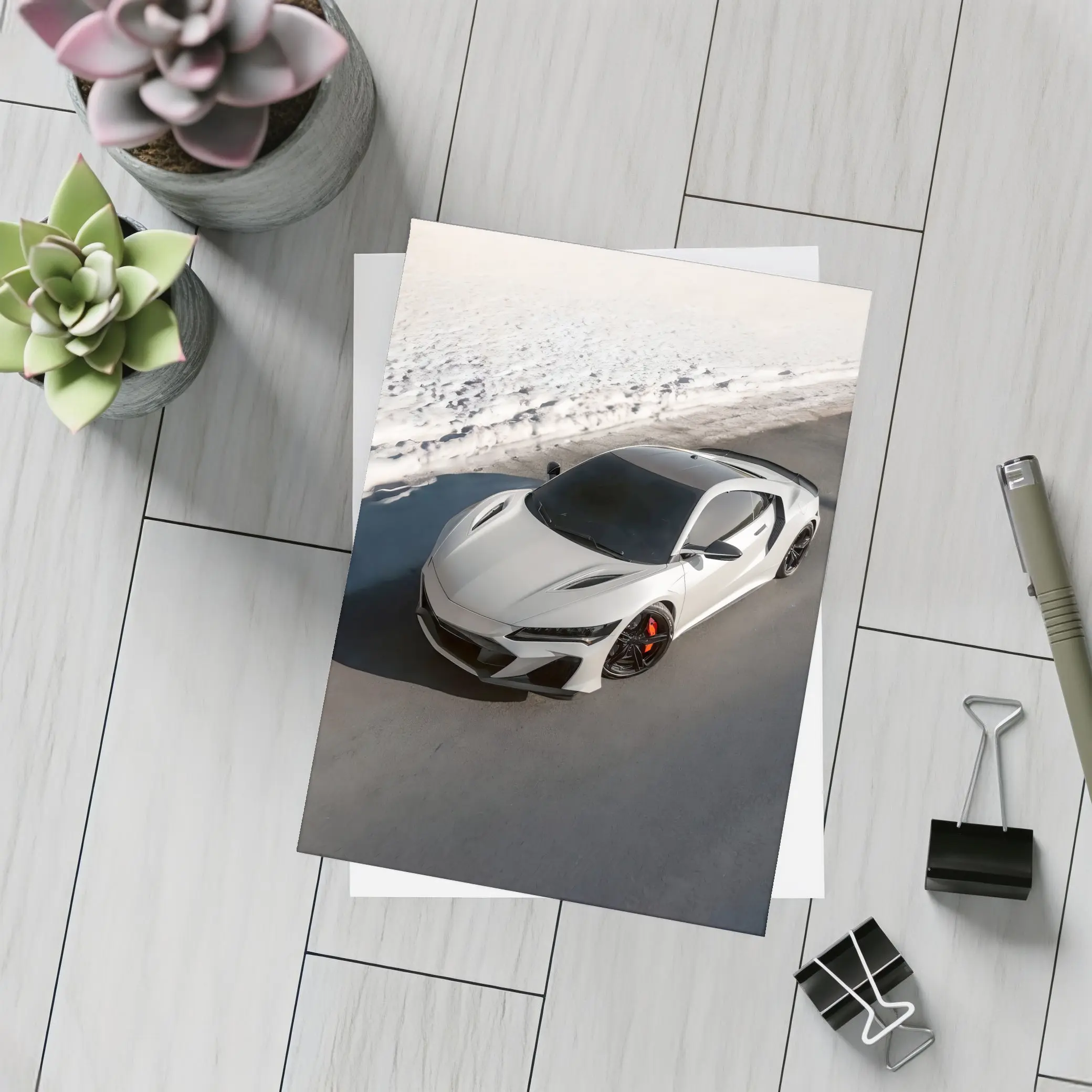Acura NSX Type S White Snow Road – Postcards